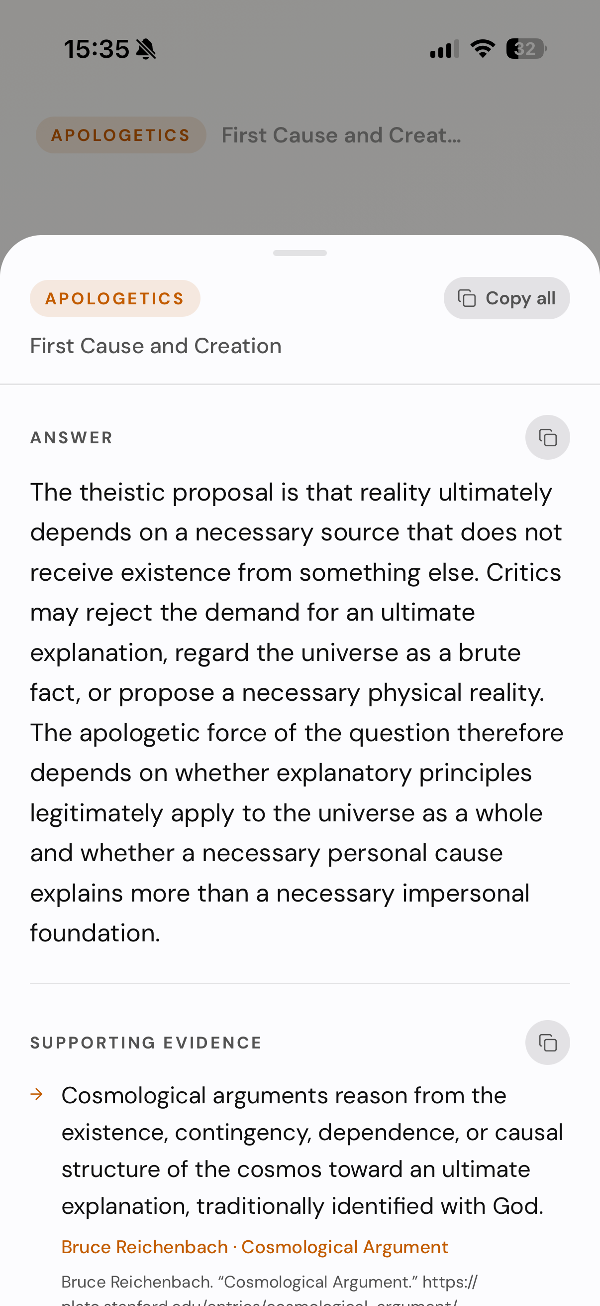 Apologetics answer and supporting evidence